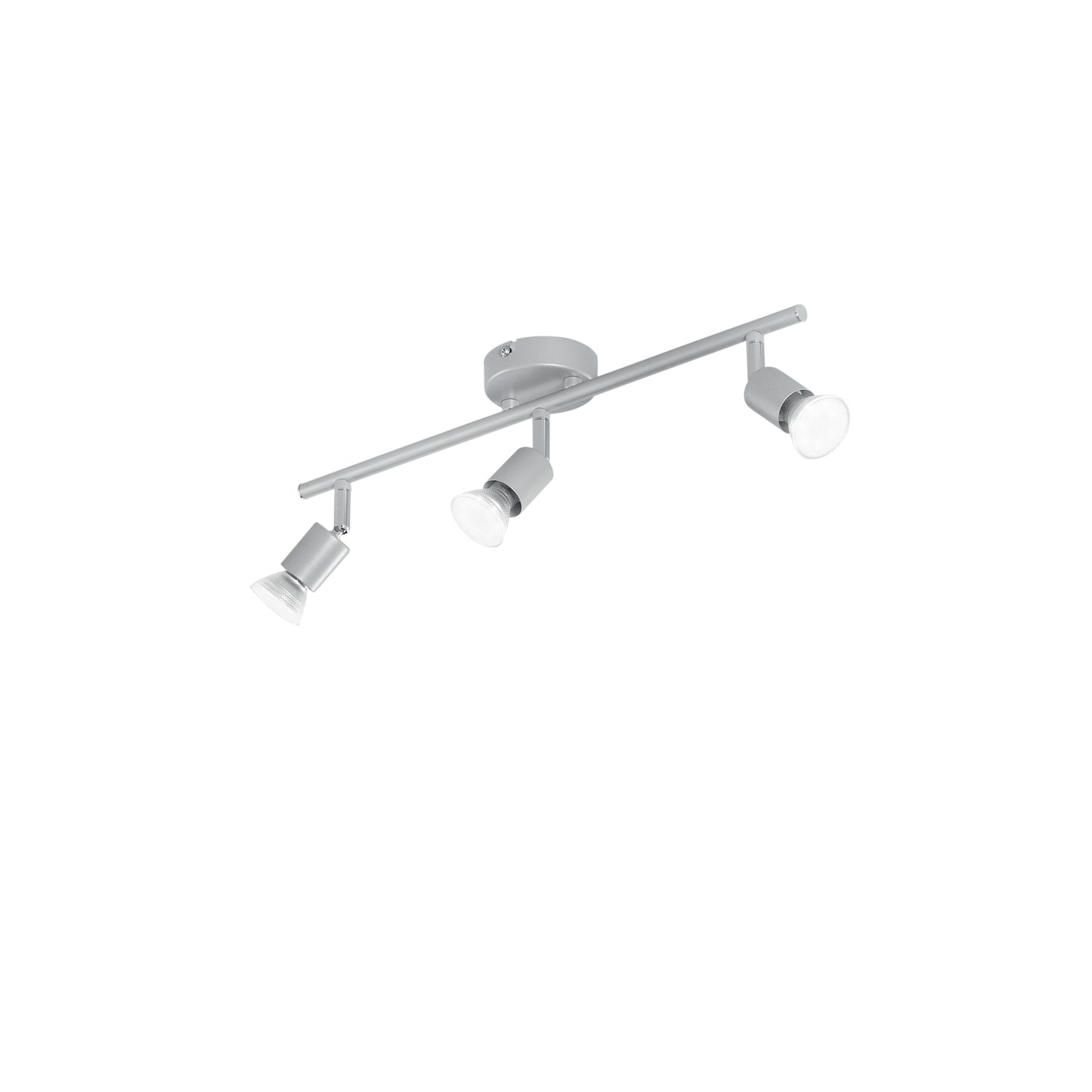 Spot COOPER in metallo argento con 3 diffusori orientabili e lampadine incluse
