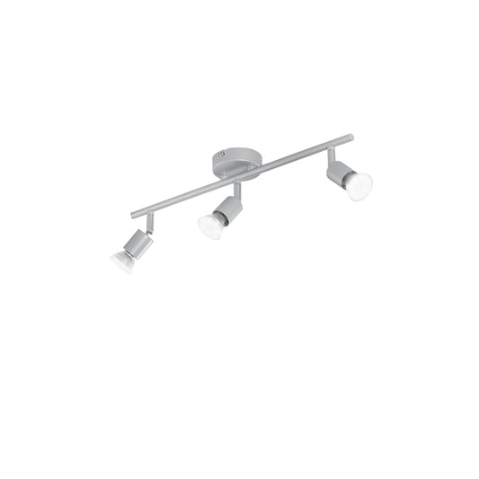 Spot COOPER in metallo argento con 3 diffusori orientabili e lampadine incluse