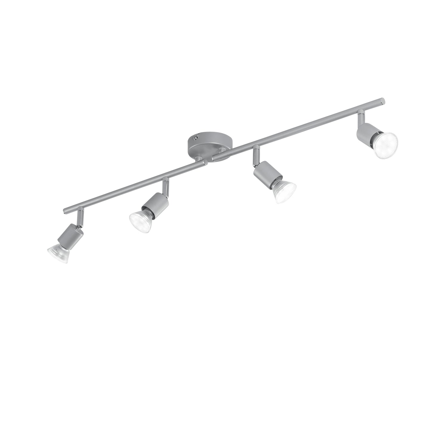 Spot COOPER in metallo argento con 4 diffusori orientabili e lampadine incluse