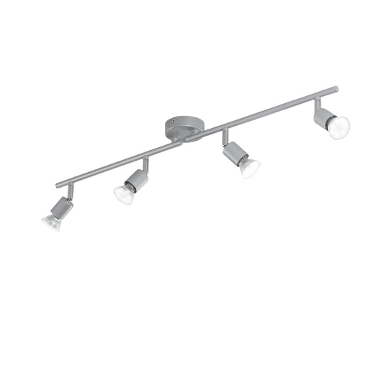 Spot COOPER in metallo argento con 4 diffusori orientabili e lampadine incluse