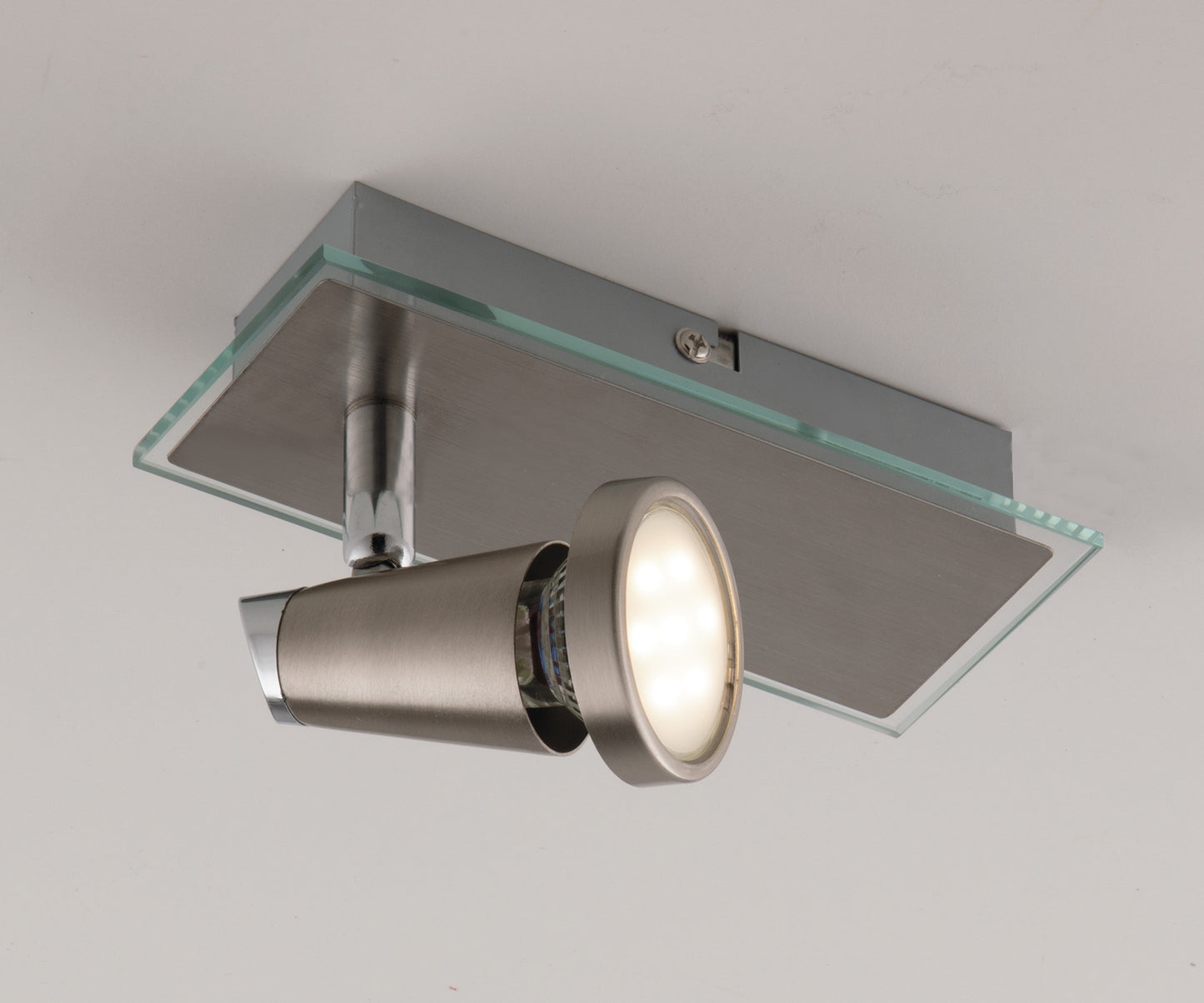 Spot MIAMI in metallo nichel e base in vetro con punto luce orientabile