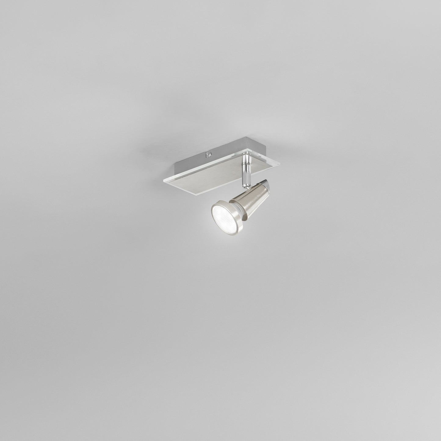 Spot MIAMI in metallo nichel e base in vetro con punto luce orientabile