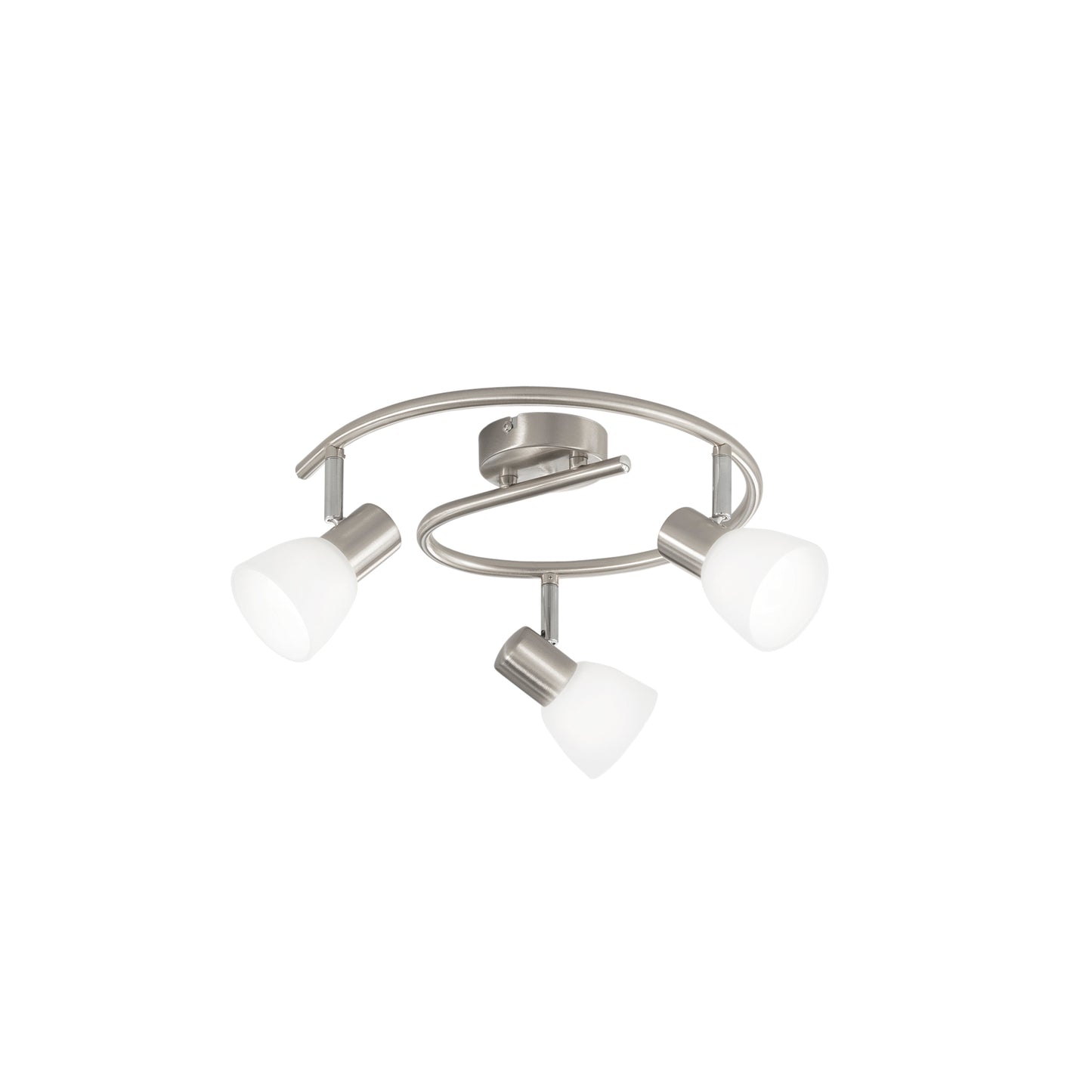 Sospensione Spot MITO in metallo nichel con 3 diffusori orientabili in vetro