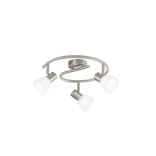 Sospensione Spot MITO in metallo nichel con 3 diffusori orientabili in vetro
