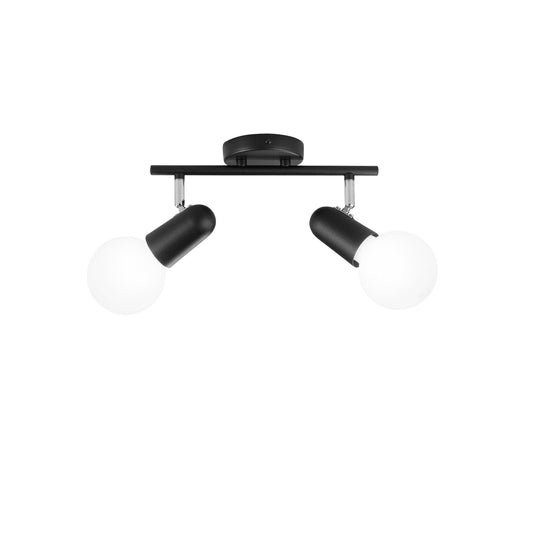 Spot PUNTO in metallo nero con 2 punti luce orientabili