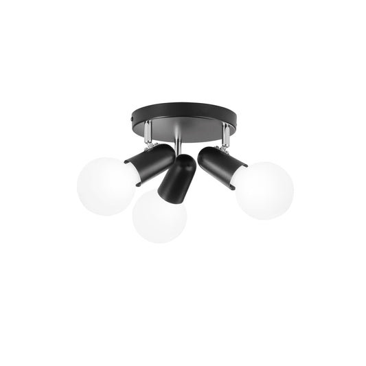Plafoniera Spot PUNTO in metallo nero con 3 punti luce orientabili