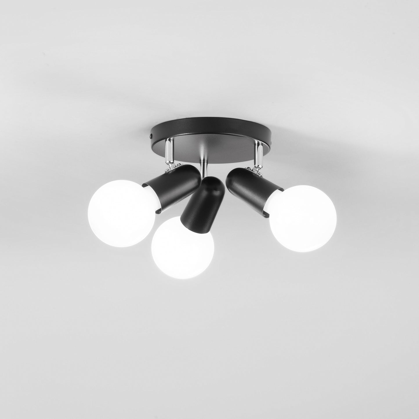 Plafoniera Spot PUNTO in metallo nero con 3 punti luce orientabili