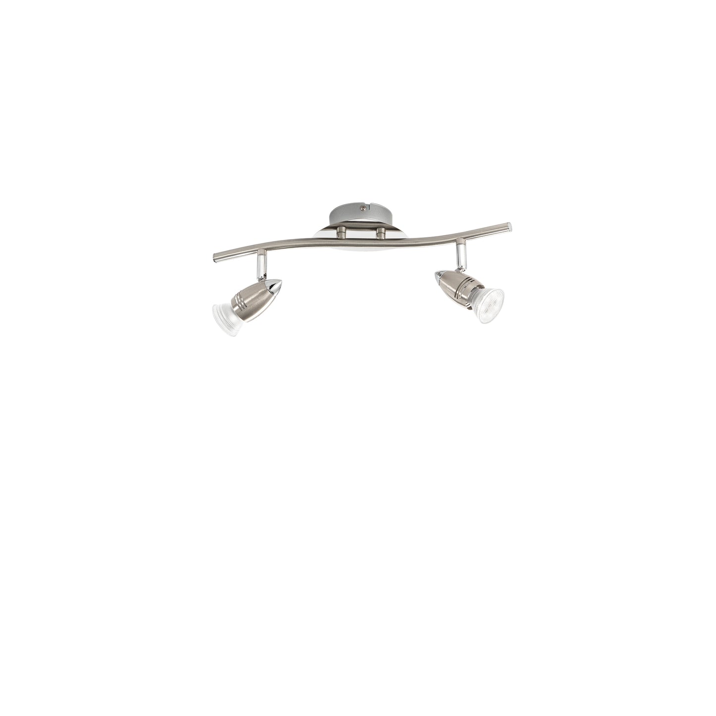 Spot SUNNY in metallo nichel con 2 punti luce orientabili e lampadine incluse