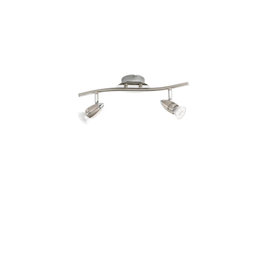 Spot SUNNY in metallo nichel con 2 punti luce orientabili e lampadine incluse
