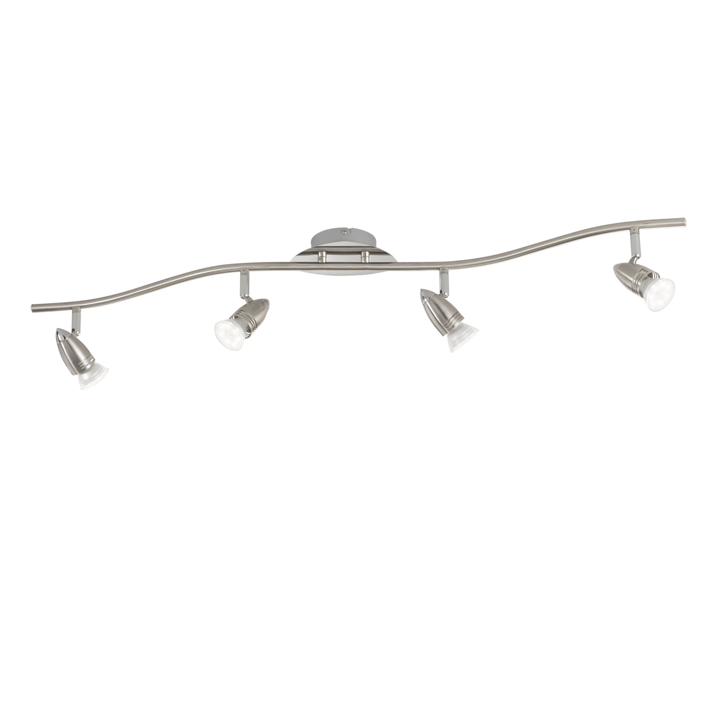 Spot SUNNY in metallo nichel con 4 punti luce orientabili e lampadine incluse