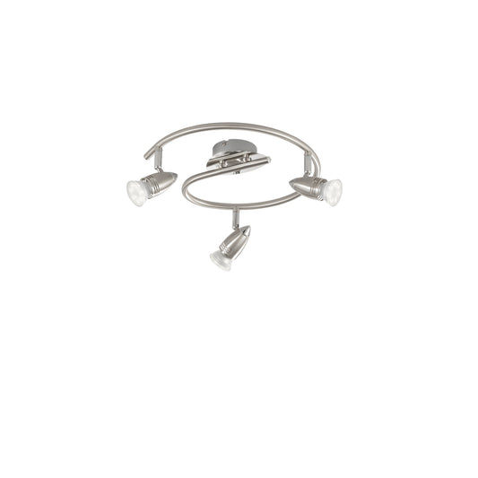 Spot SUNNY in metallo nichel con 3 punti luce orientabili e lampadine incluse