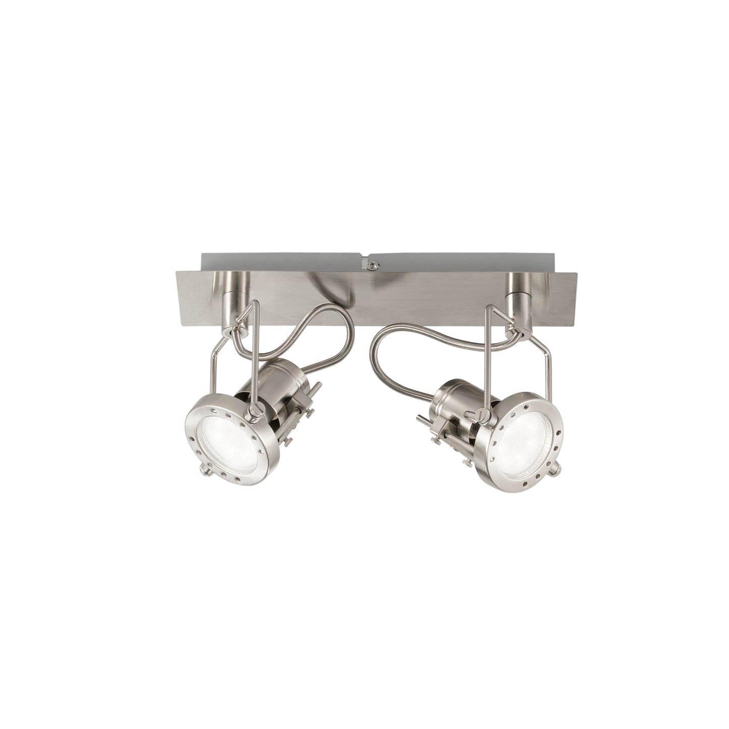 Spot TECHNO in metallo nichel con 2 punti luce orientabili e lampadina inclusa