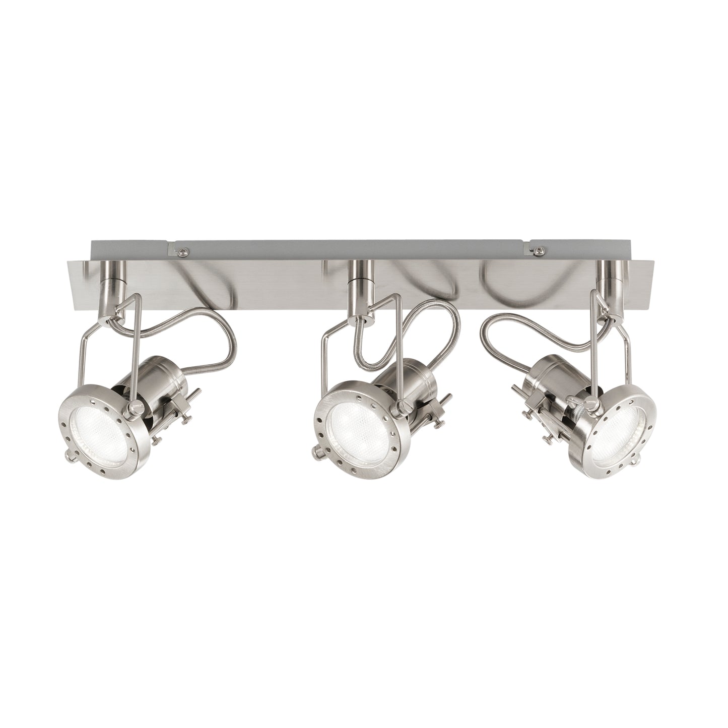 Spot TECHNO in metallo nichel con 3 punti luce orientabili e lampadina inclusa
