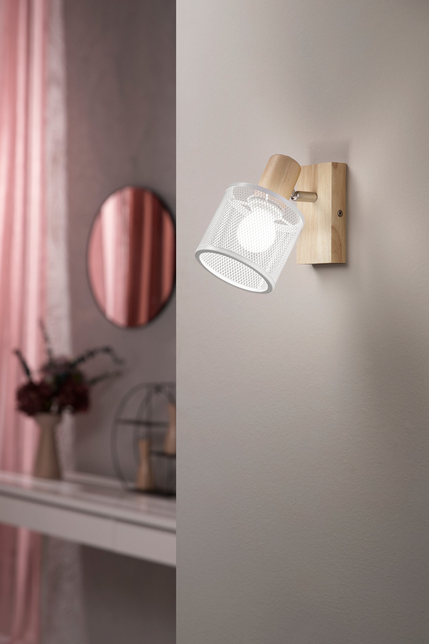 Spot TWINSET con base in legno naturale e 1 punto luce orientabile