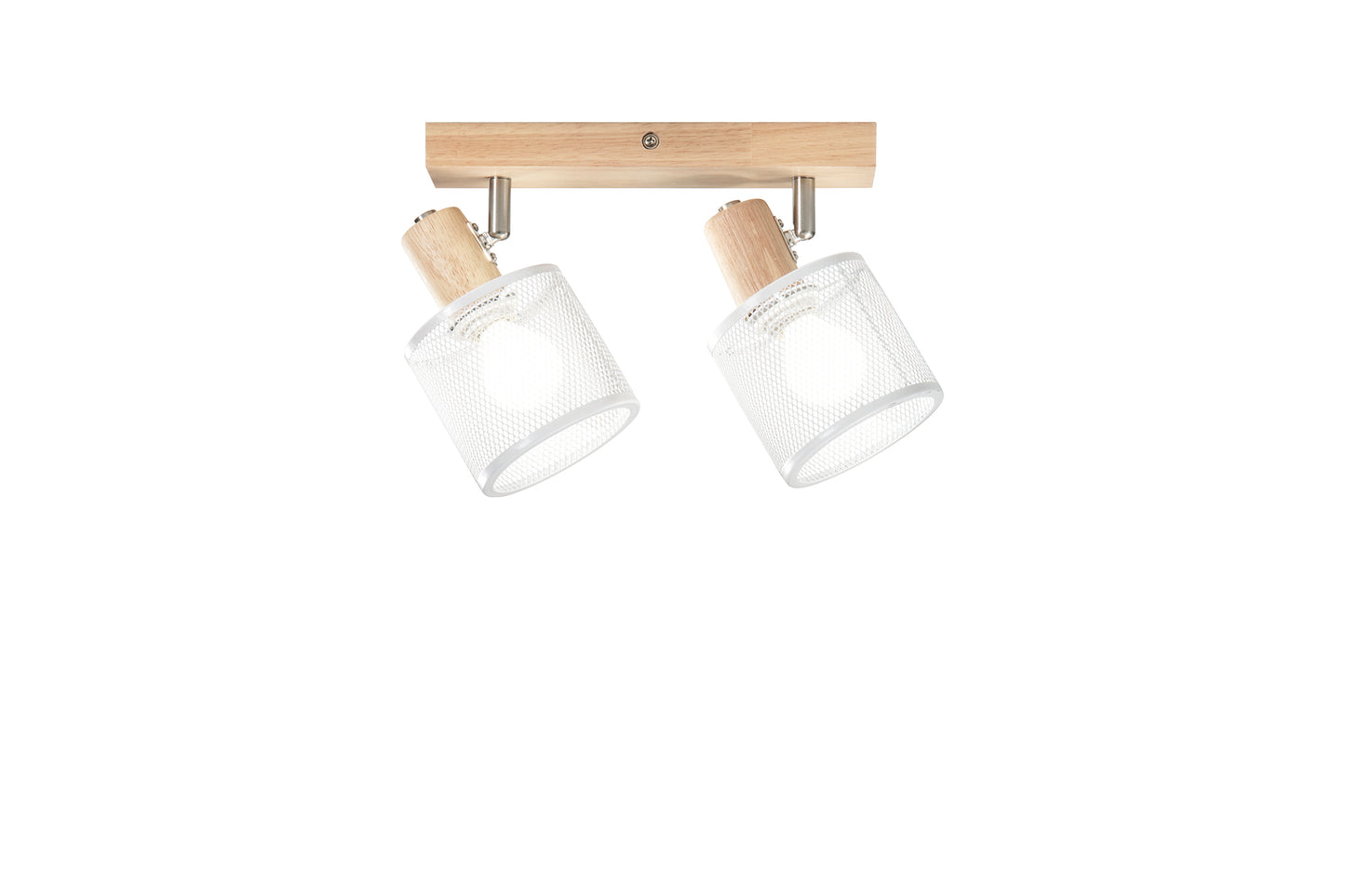 Spot TWINSET con base in legno naturale e 2 punti luce orientabili