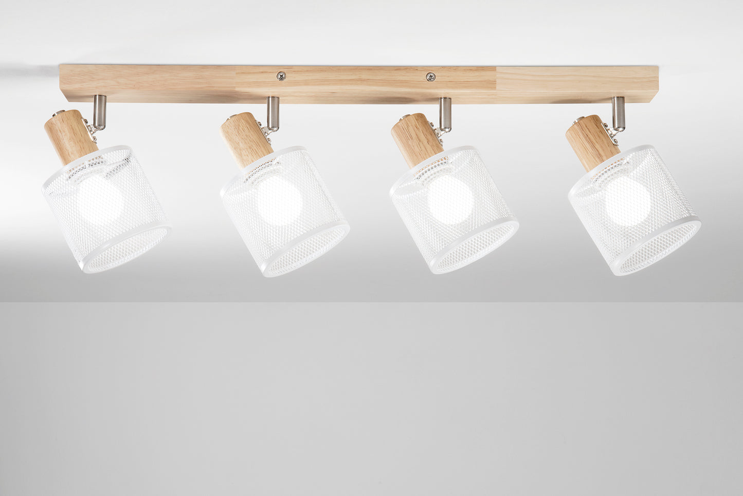 Spot TWINSET con base in legno naturale e 4 punti luce orientabili