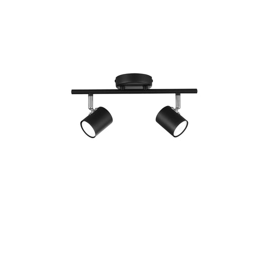 Spot ZERO in metallo nero con 2 punti luce orientabili