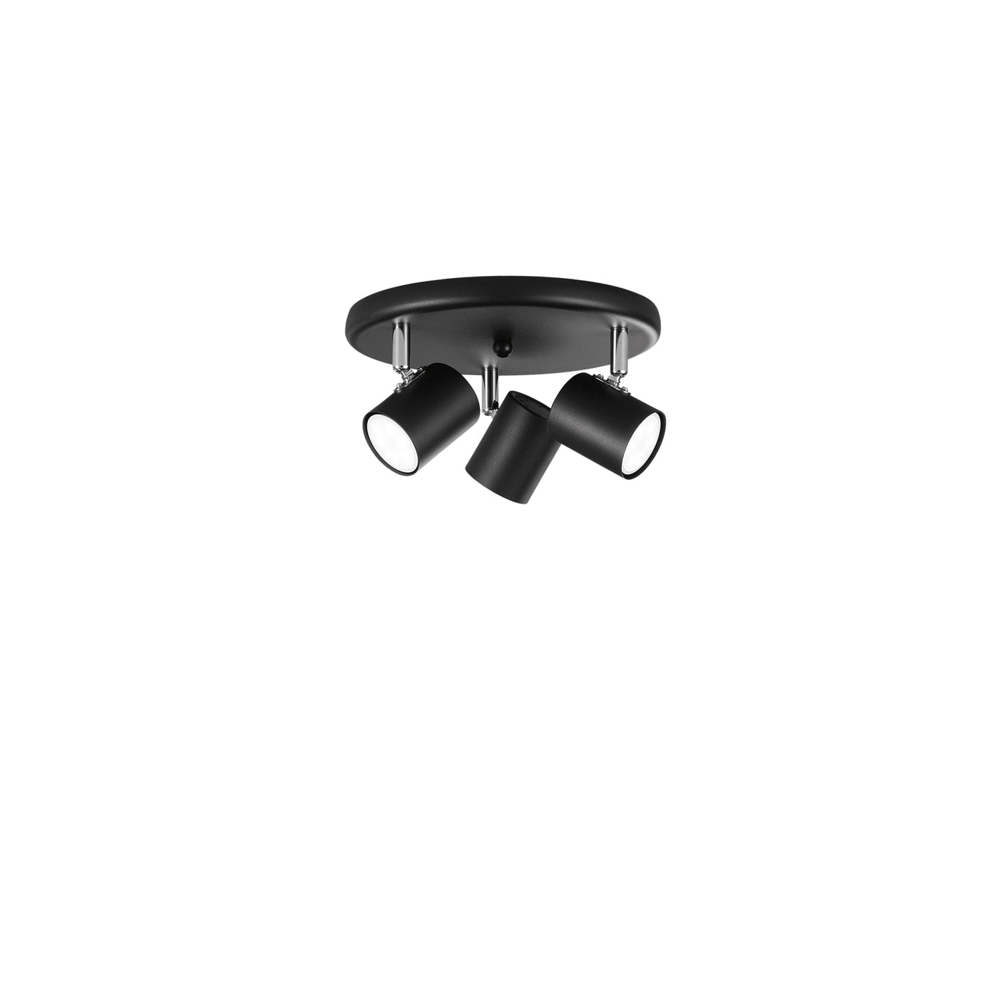 Spot ZERO in metallo nero con 3 punti luce orientabili