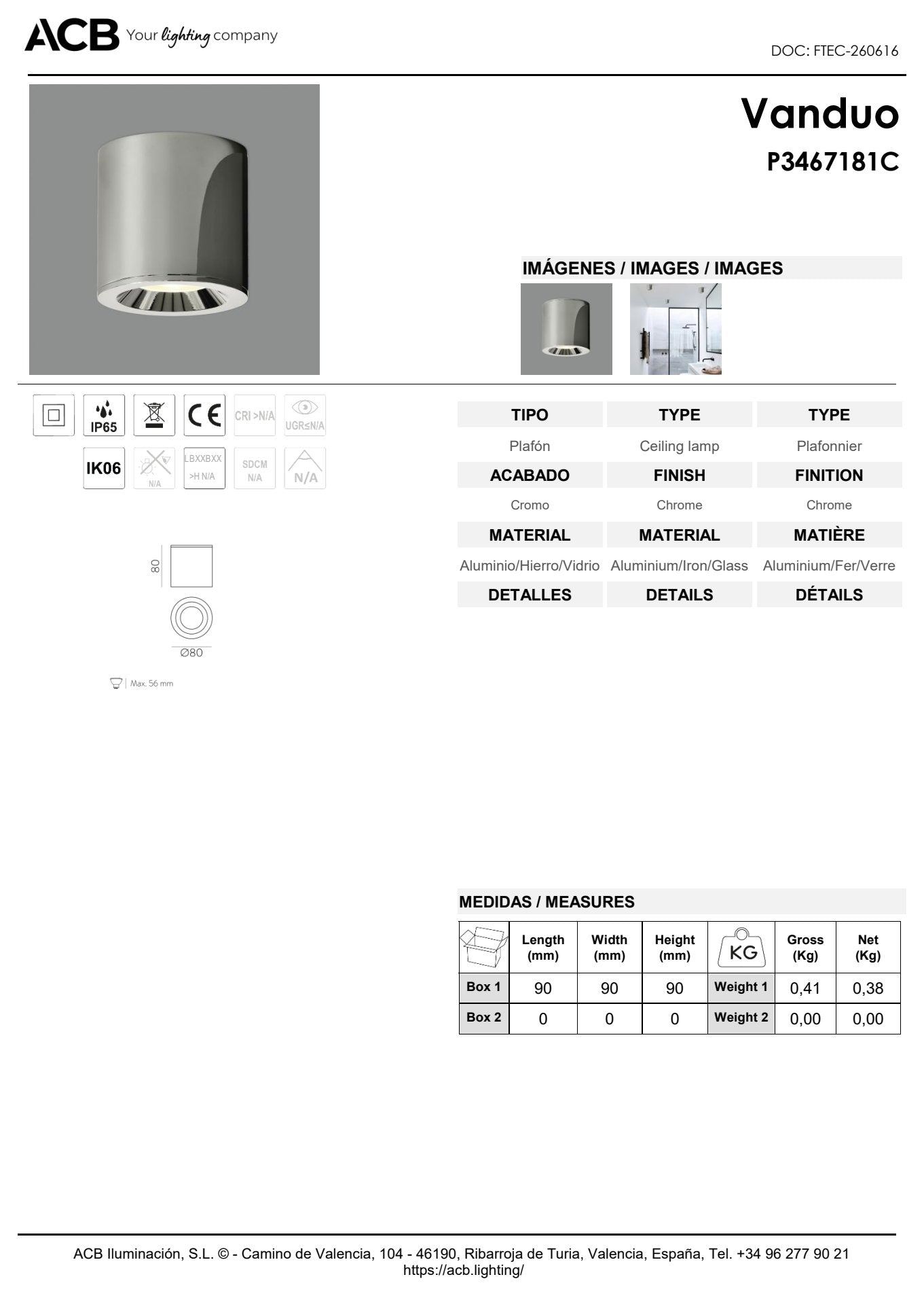 Scheda tecnica Vanduo - ACB