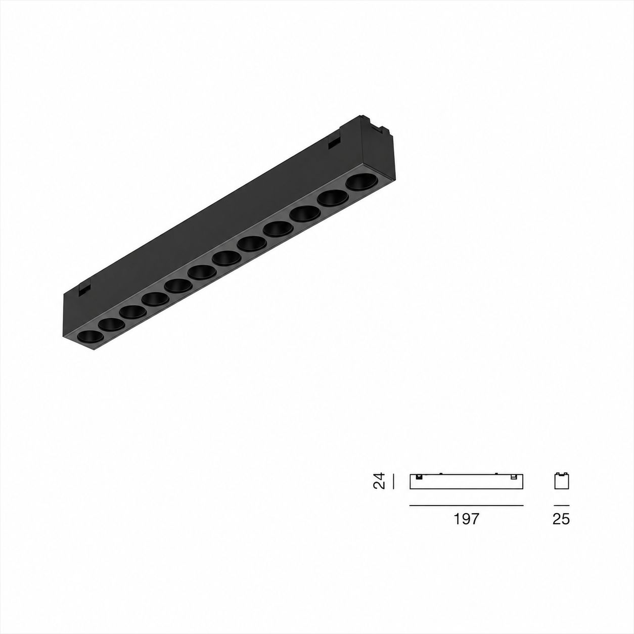 Barra antiabbaglio 12W — 20 cm — binario 48V Nero opaco