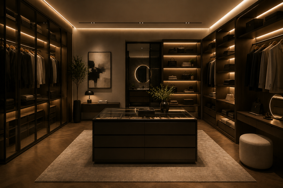 Render Likht: cabina armadio illuminata
