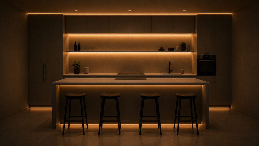 Render Likht: cucina illuminata