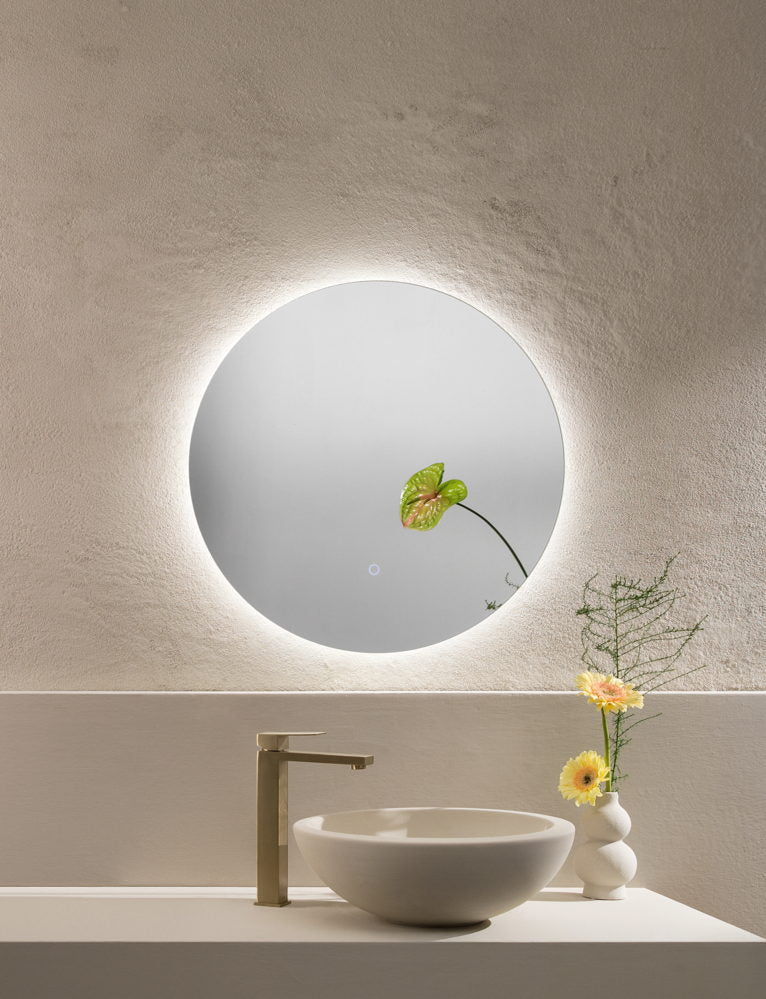 Specchio EYETECH tondo con illuminazione a LED, CCT 3 temperature, Touch dimming, pellicola antideflagrante, 60 cm