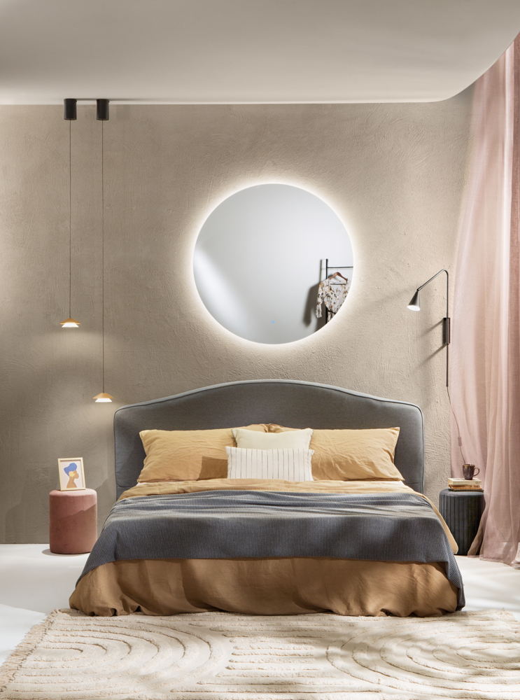 Specchio EYETECH tondo con illuminazione a LED, CCT 3 temperature, Touch dimming, pellicola antideflagrante, 100 cm
