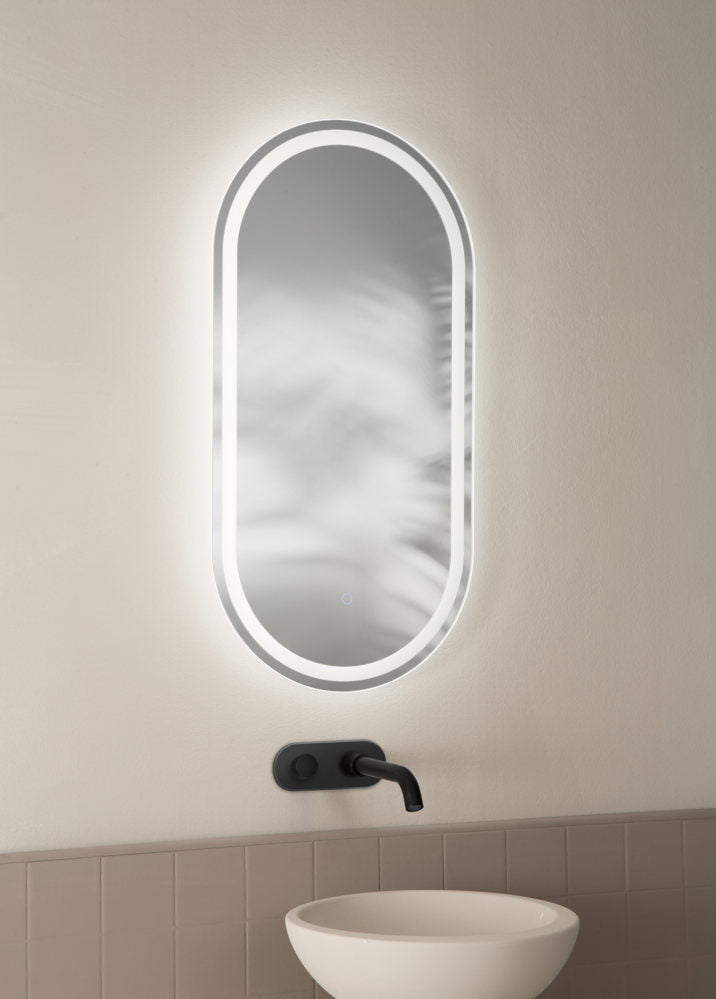 Specchio QUEEN ovale con illuminazione a LED, CCT 3 temperature, touch, pellicola antideflagrante, 40 X 80 cm