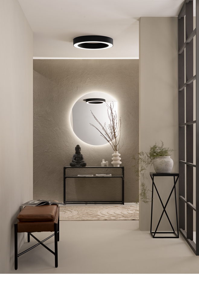 Specchio ALBA con illuminazione a LED, CCT 2 temperature, triplo fissaggio, pellicola antideflagrante, 100 x 88 cm