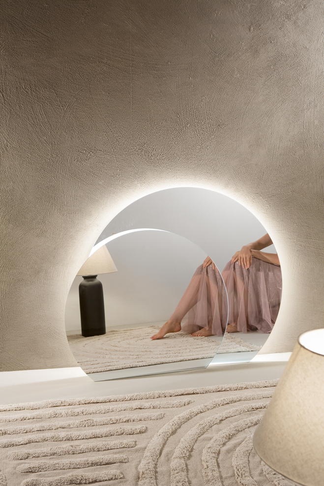 Specchio ALBA con illuminazione a LED, CCT 2 temperature, triplo fissaggio, pellicola antideflagrante, 80 X 69 cm