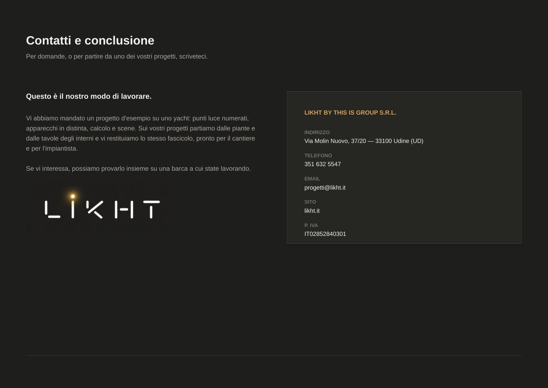 Contatti e conclusione
