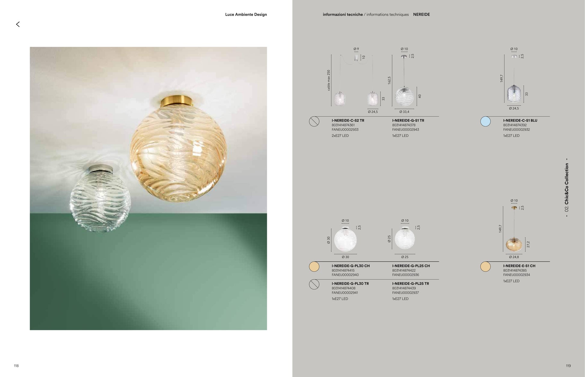 Scheda tecnica NEREIDE - Luce Ambiente Design