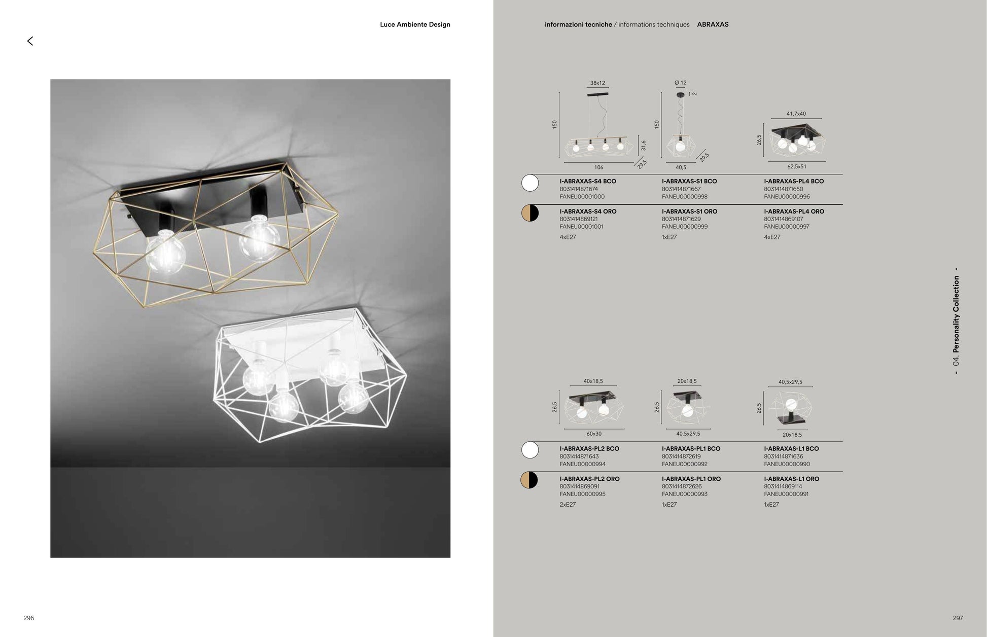 Scheda tecnica ABRAXAS - Luce Ambiente Design
