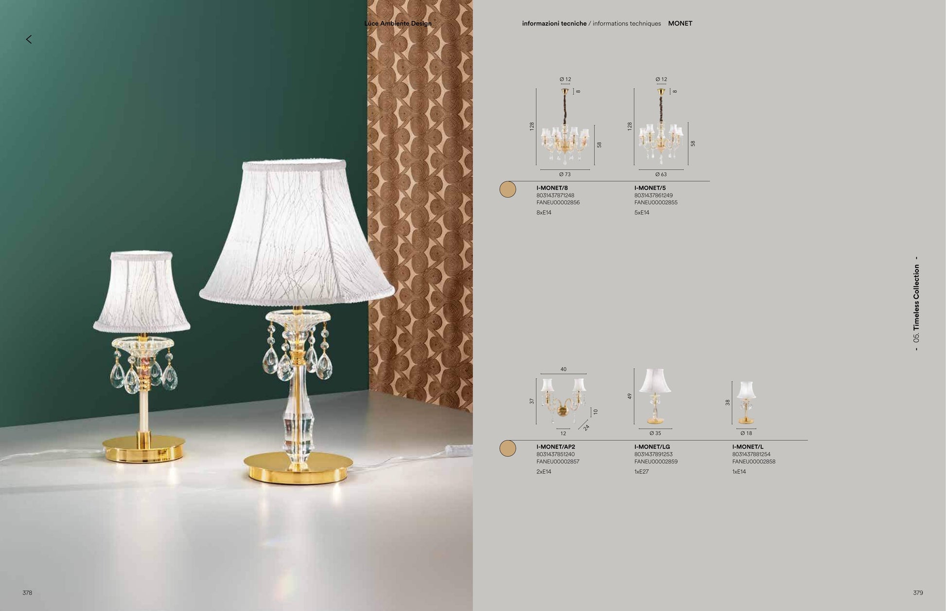 Scheda tecnica MONET - Luce Ambiente Design