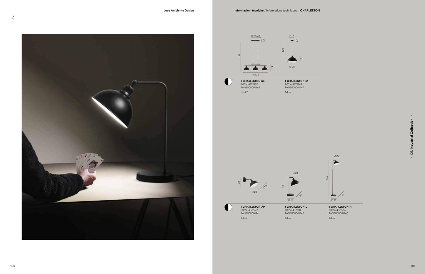 Scheda tecnica CHARLESTON - Luce Ambiente Design