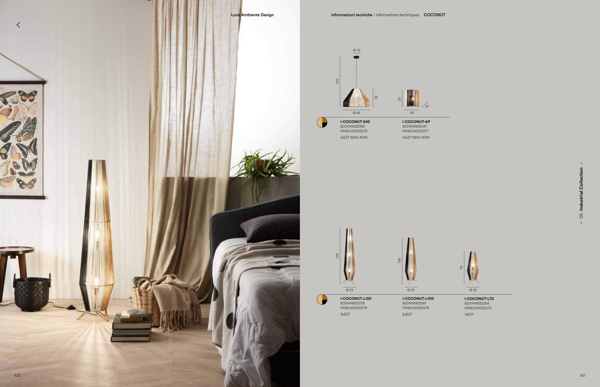 Scheda tecnica COCONUT - Luce Ambiente Design