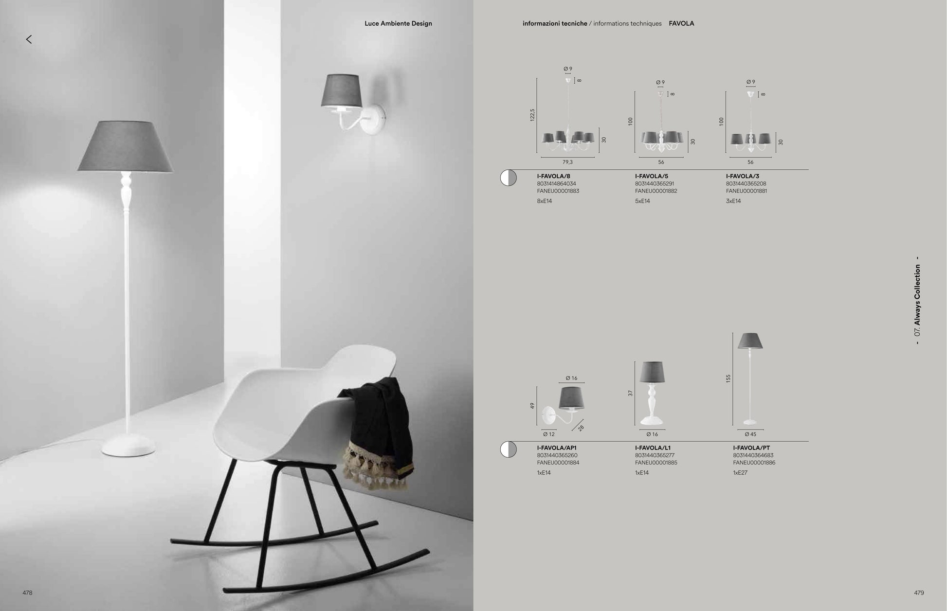 Scheda tecnica FAVOLA - Luce Ambiente Design
