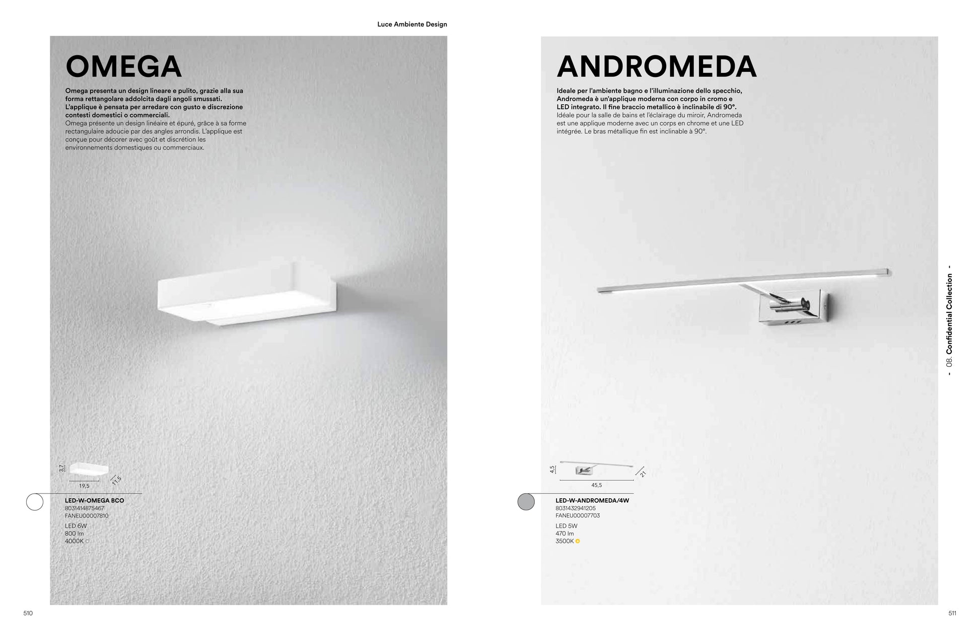Scheda tecnica OMEGA ANDROMEDA - Luce Ambiente Design