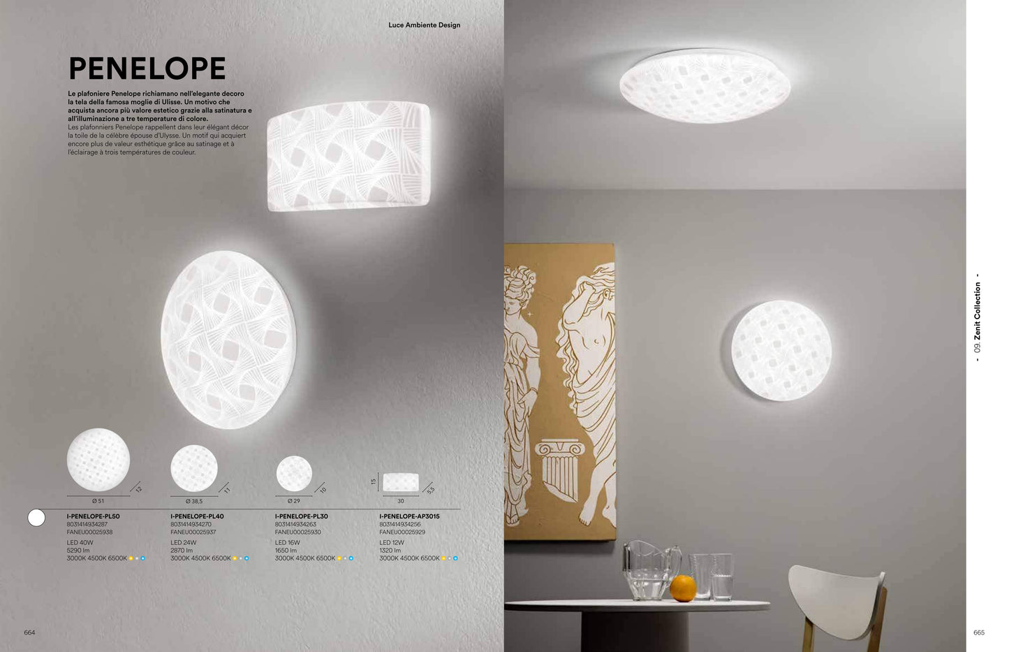 Scheda tecnica PENELOPE - Luce Ambiente Design