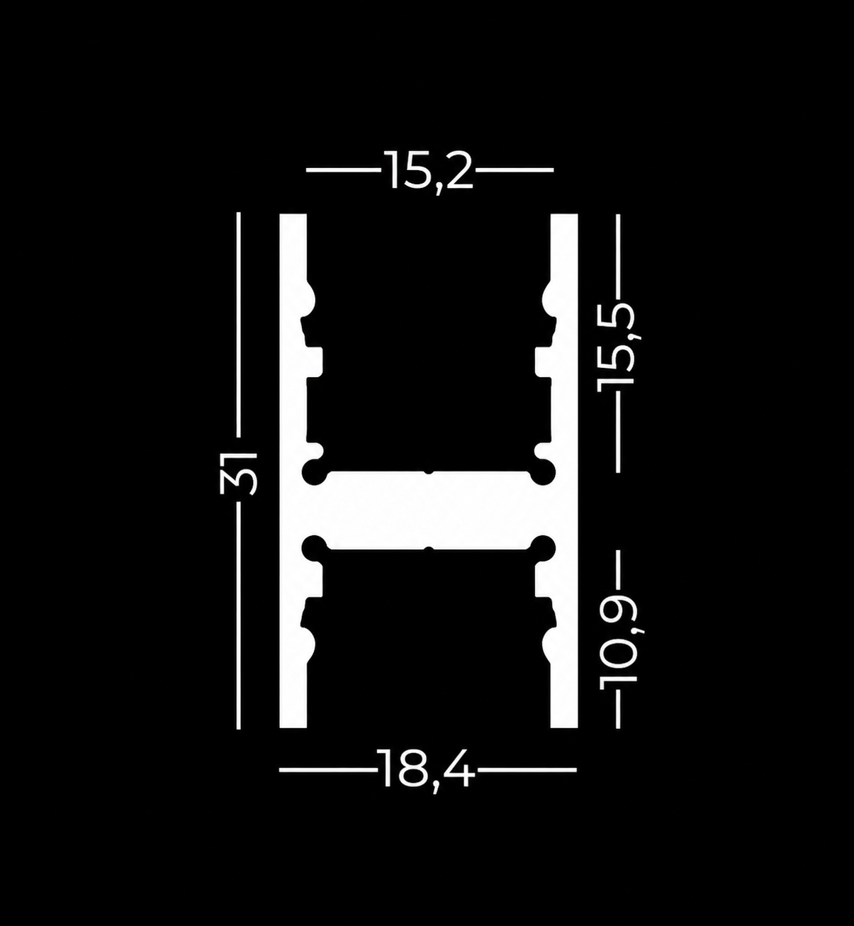 Profilo alluminio ad H